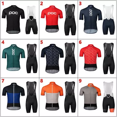 NEW POC Mens Cycling Jersey Bicycle Clothing MTB Bike Racing Gel Bib Shorts Set • $25.99