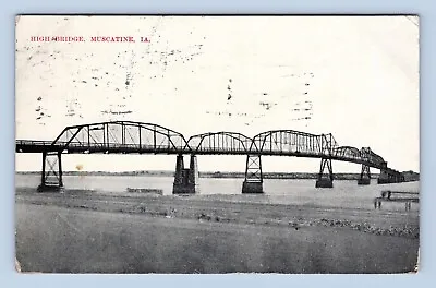 High Bridge Over Mississippi River Muscatine Iowa IA 1910 DB Postcard P7 • $10.95