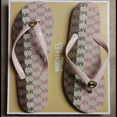 MICHAEL KORS PVC Flip Flop Logo Multi Sandals Jet-Set Jelly NEW • $49
