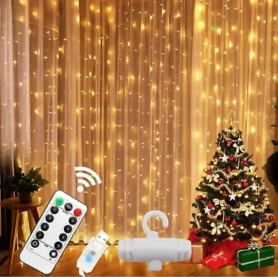 £5.19 • Buy 300 LED Curtain Fairy Lights String Indoor/Outdoor Wedding Party Wall Decor