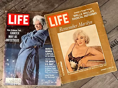 LIFE Magazine Jun 1962 & Sept 1972 Two Magazines On The Legendary Marilyn Monroe • $27.99