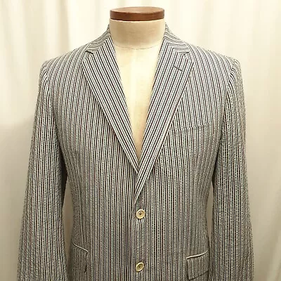 MASONS MASON´S 40 R Seersucker Cotton Jacket Blazer Blue Purple Striped Sport • $85