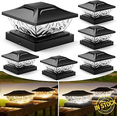 6 Pack 2 Modes Solar Post Cap Lights For 4x4 5x5 Outdoor LED Deck Fence Decor • $46.89