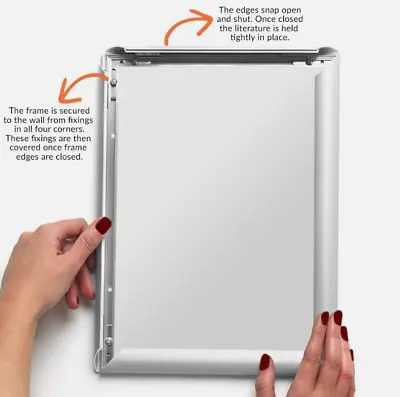 A3/A4 Wall Mounted Poster Snap Frame Silver Notice Board Poster Display Holder • £17.49