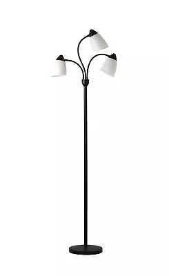 3 Head Adjustable Floor LampBlack With White Plastic ShadesClassicYoung Adult • $30.99