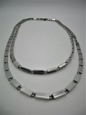 Silver Monet Rectangle Link Necklace Costume Jewelry Long Heavy • $10