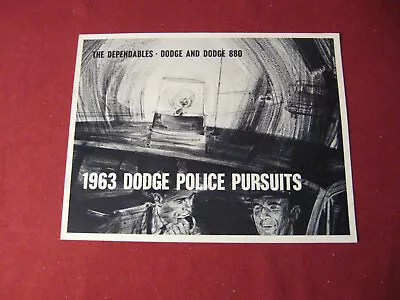 1963 Dodge Police Pursuits Cop Car Sales Brochure Booklet Catalog Old Original • $2.99