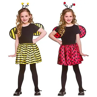 Kids Animal Insect Costume 3 Piece Set Skirt Wings Headband Fancy Dress Girls • £8.79