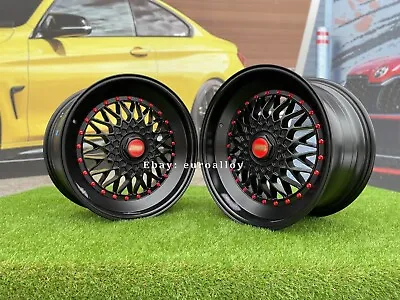 4x 18  5X112 RS Style Mesh SLANT Deep Dish Lip Wheels For Mercedes E S VW BLACK • $2064.30