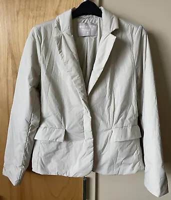 Athleta Evolution Blazer Puffer Jacket Moonstone Cream Ivory Size US Small Khaki • $34.99