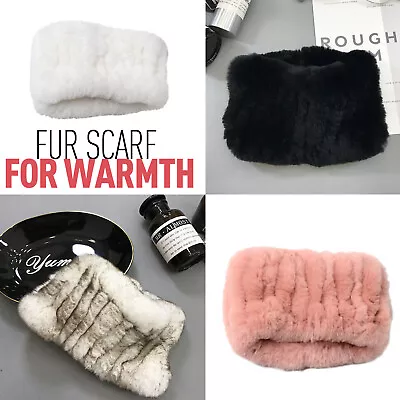 Fashion Rex Rabbit Fur Collar Elastic Fur Scarf Headbond Neck Winter Warmer • $12.99