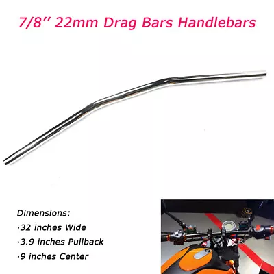 Universal 7/8  Drag  Bar Handlebars Chrome For Honda Yamaha Suzuki  Harley • $28.90