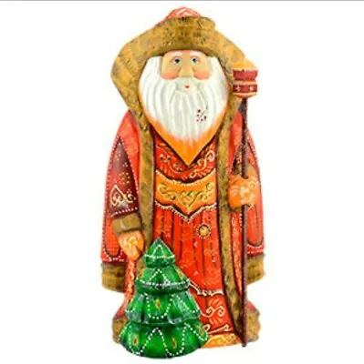 Santa Claus Christmas Tree Figurine Wood Russian Santa Ded Moroz Red Gold NEW • £115.42