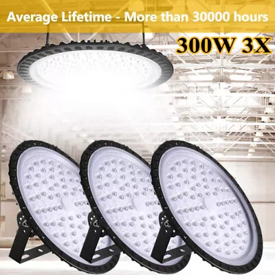 3Pack 300W 300 Watt UFO LED High Bay Light Commercial Bay Lighting Garage Lamp • $137.99