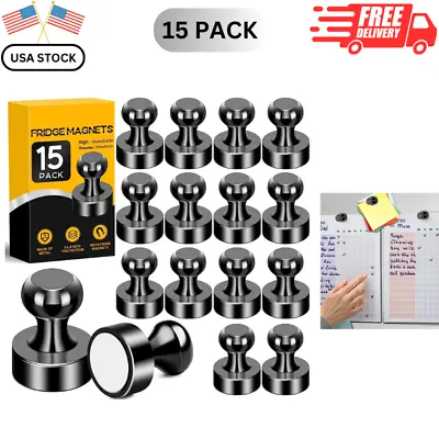15 Pcs Strong Neodymium Black Magnet Push Pins For Office Whiteboard At School • $12.99
