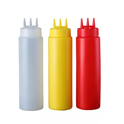 £4.94 • Buy 16 Oz Squeeze Bottle 3 Nozzles Ketchup Salad Dressing Squeezer Condiment Bottles