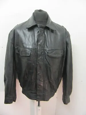 Vintage 70's Striwa German Police Officers Leather Motorcycle Jacket Size 52 • £79