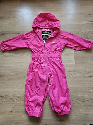 Trespass Girl's Pink All In One Puddle/ Ruin Suit **18-24 Months**  • £6