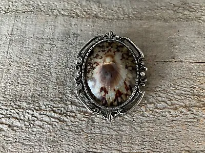 Vintage Silver Tone Abalone Shell Victorian Revival Brooch Pin • $3.99