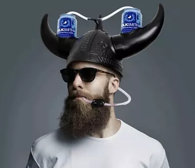 “Viking Beer Helmet” Holds 2/12 Oz Cans Hands Free Drinking Party Sports Gift • $24.99