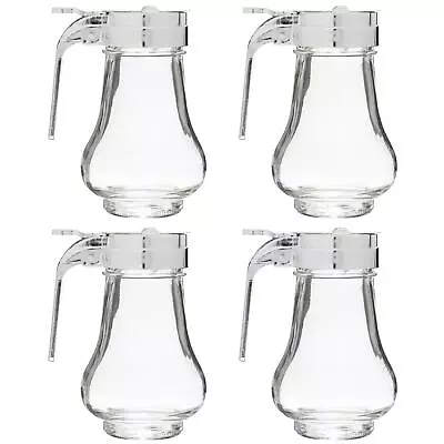 4 Pack Glass 240mL (8oz) Maple Syrup Sauce Pourer Dispenser With Thumb-Press Lid • $30.99