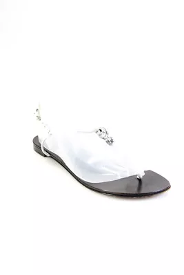 Giuseppe Zanotti Design Womens Ankle T Strap Crystal Drop Sandals White Size 38 • $59.79