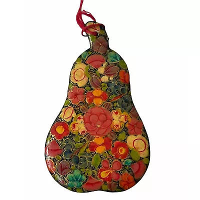 Pear Paper Mache Ornament Lucy Maxym Kashmir Collection Lacquer Painted • $22.50