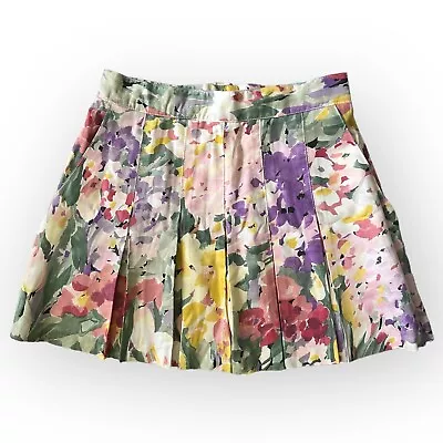 Natty California Vintage Women's Pink/Purple Floral Pleated Tennis Skirt Size 8 • $30