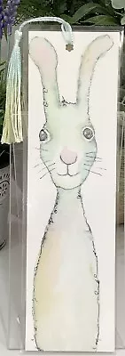 Bookmark Painting Bunny Rabbit Laminated By Kenna 6 X 20cm Green Lemon Tassel • $10.95