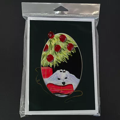 Christmas Tree With Maltese Greeting Cards And Envelopes Pack Of 8 • $16.99