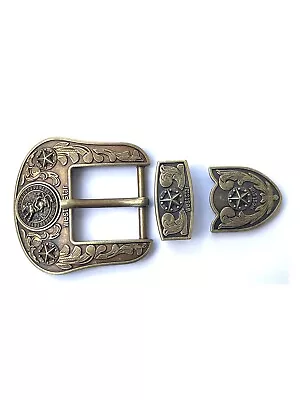 Western Buckle Set 3 Piece Bull Rider Cowboy Buckle Star Hebilla Jinete Toro 1.5 • $24.99