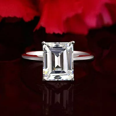 3 Ct Emerald Cut VVS1 Moissanite Engagement Ring 14k White Gold Plated For Her • $100.99