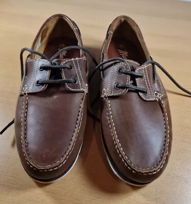 Men’s Leather Boat Shoes Mantaray Size 7 Flex Sole Brown Worn Once GC  • £24.95