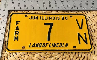 1980 Illinois Farm License Plate ALPCA Garage Decor Low Number 7 • $42