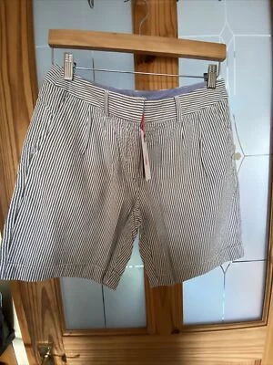 £16.99 • Buy Womens Musto Sailing Sports Summer Blue Stripe Cotton Marine Mid Shorts 10 NWT