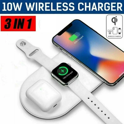 $28.81 • Buy 3 In 1 Wireless Fast Charger Dock Stand For AirPods Apple Watch And IPhone