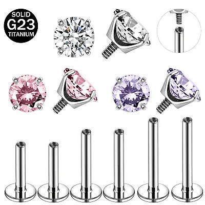 4/6Pcs Titanium Labret Studs CZ Labret Lip Piercing Ear Helix Conch Piercing Set • $8.36