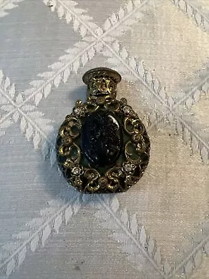 Vintage Czech Bohemian Art Deco Glass Jeweled Gilt Perfume BottlE • $24.95
