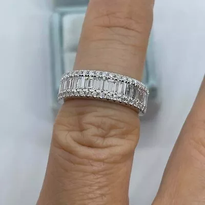 4Ct Baguette Cut Lab Created Diamond Eternity Wedding Band 14k White Gold Plated • $95.99