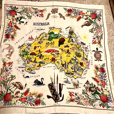 Colorful Australia Tablecloth Linen Map 48  Square Souvenir Unused • $33