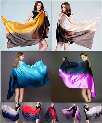 £10.78 • Buy Color Gradient 100%Silk Scarf Shawls Beach Towel Belly Dance Scarf Veil 90*180cm
