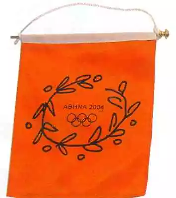 ORANGE BANNER (flag) ATHENS 2004 OLYMPIC GAMES LOGO GREEK LETTERS  • $9