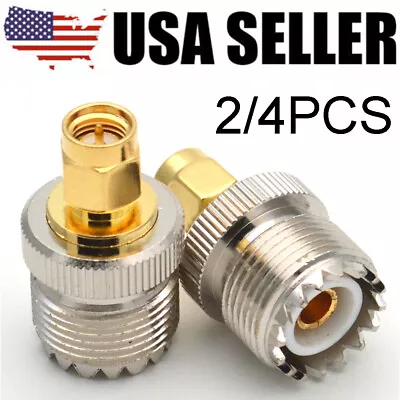 2/4PCS SMA Male Plug To UHF PL259 SO239 Female RF Connector Adapter Cable • $8.99