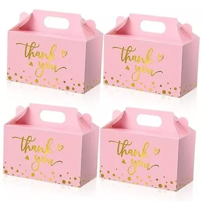 24 Pieces Thank You Gable Boxes In Bulk Pink Gold Goodie Candy Boxes With  • $21.80