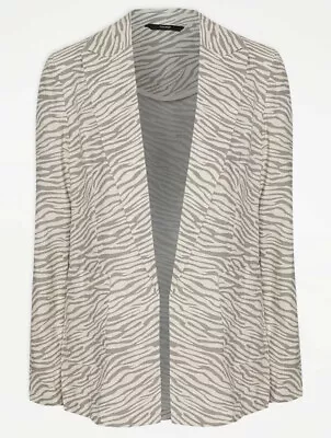 George Bnwt Cream Zebra Print Linen Rich Open Front Blazer Jacket Size 24 • £17.99