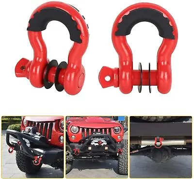 Pair 3/4  Strength Shackle D-Ring Set Tow Strap Winch Offroad For SUV Jeep Truck • $23.65