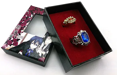 Cosplay Black Butler Kuroshitsuji Alois Trancy Ciel Phantomhive 2 Ring Set & Box • $8.98