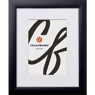 Craig Frames Contemporary 1  Modern Black Picture Frame With Single White Mat • $28.04