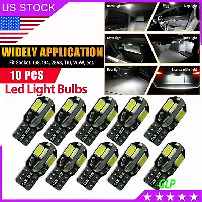 10pcs LED T10 194 168 W5W Canbus White Dome License Side Marker Light Bulb 6000K • $6.19