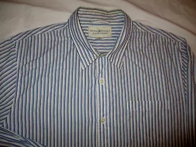 Ralph Lauren Mens Designer Nice Blue White Striped Cotton Shirt 2xl   Vgc • $19.99